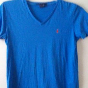 Rare Ralph Lauren Vintage Polo Tee Shirt Blue Solid Pullover Top Junior
